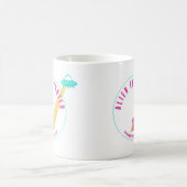 エイリアンエンジェンスクラおもしろいブピンク&ティール(緑がかった色)グラフィック コーヒーマグカップ (中央)