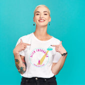 エイリアンエンジェンスクラおもしろいブホットピンク&ティール（緑がかった色）グラフィック Tシャツ