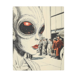 エイリアンオブザーバー：ヒューマに関するSci-Fiレトロの視点 メタルプリント
