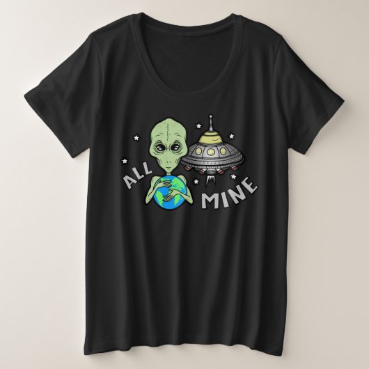 エイリアンオールマイン 女性用プラスサイズTシャツ プラスサイズTシャツ (デザイン正面)