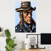 エイリアンカウボーイと帽子のポートレート | AI Art ポスター (ホームオフィス)
