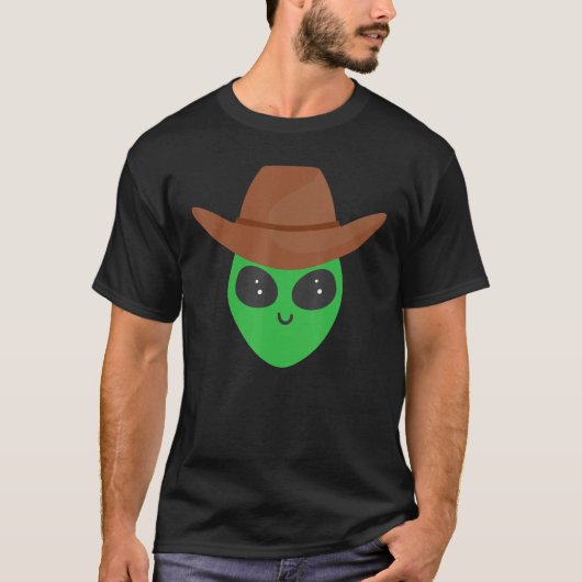 エイリアンカウボーイ 宇宙人カウボーイ 面白いロデオ Tシャツ (正面)