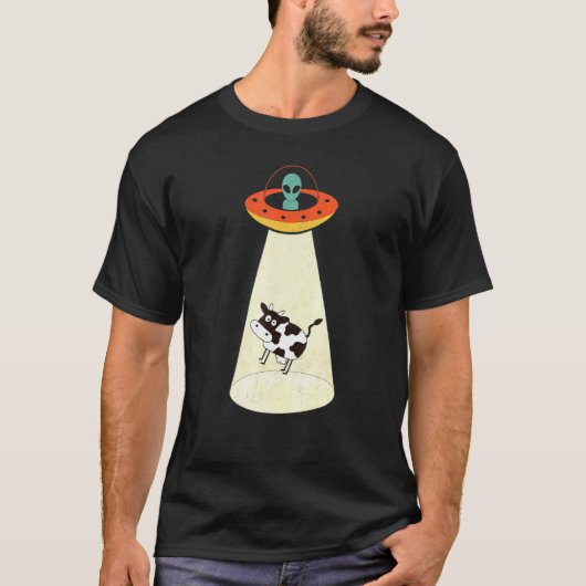 エイリアンカウ誘拐フライングソーサー陰謀論者 Tシャツ (正面)