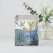 エイリアンカラフルフラワーアートハガキ ポストカード (スタンド正面)