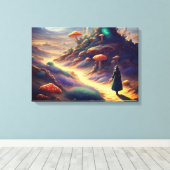 エイリアンキノコ惑星 キャンバスプリント (インサイチュ (ウッドフロア))