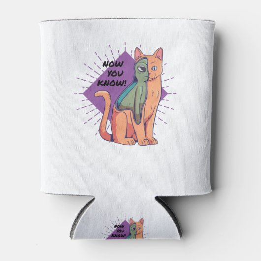 エイリアンキャットデザインクラシックTシャツ 缶クーラー (正面)