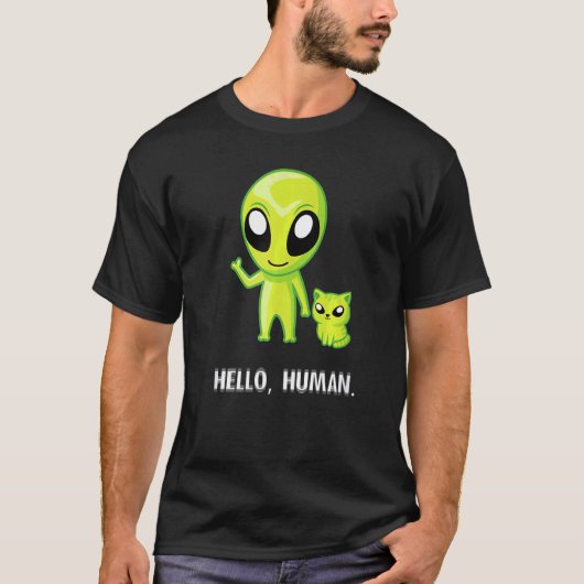 エイリアンキャットハローヒューマンUfo子猫 Tシャツ (正面)