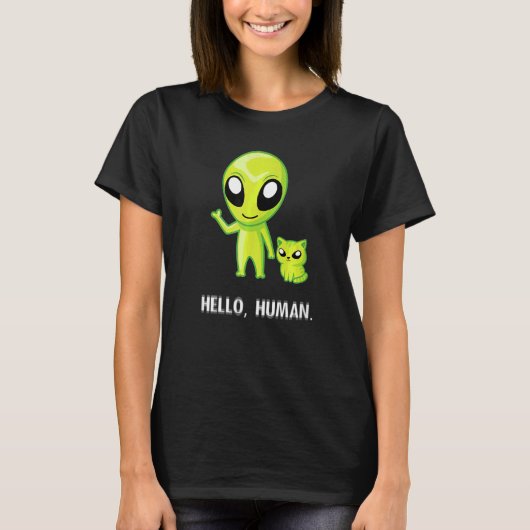 エイリアンキャットハローヒューマンUfo子猫 Tシャツ (正面)