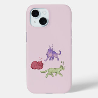 エイリアンキャット 宇宙猫 スペースキャット 面白い サイエンスフィクション iPhone 15ケース
