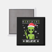 エイリアンクリスマスセー信じタおもしろいクリスマスエイリアンS マグネット (正面/裏面)