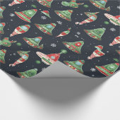 エイリアンクリスマス休暇ラッピング紙宇宙船 ラッピングペーパー (角)