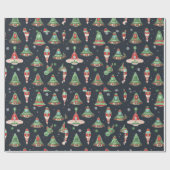 エイリアンクリスマス休暇ラッピング紙宇宙船 ラッピングペーパー (フラット)