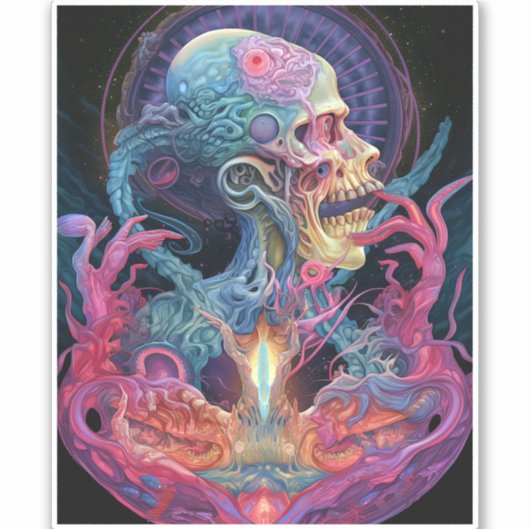 エイリアンクリーチャー超現実的ホラーアート シール (正面)