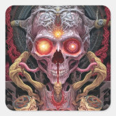 エイリアンクリーチャー超現実的ホラーアート スクエアシール (正面)