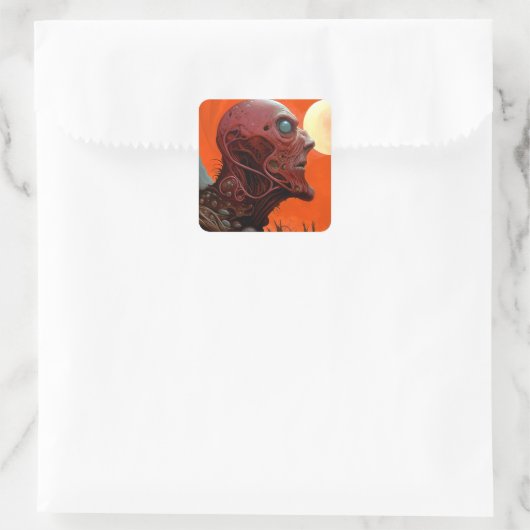 エイリアンクリーチャーSFホラーアート スクエアシール (バッグ)