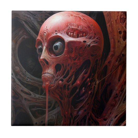 エイリアンクリーチャーSFホラーアート タイル (正面)