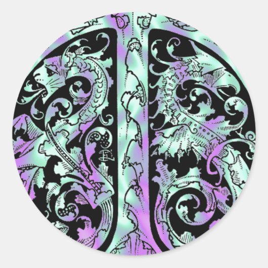 エイリアングリーンドラゴンステッカー ラウンドシール (正面)