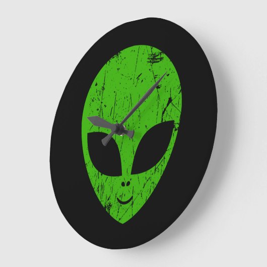 エイリアングリーンヘッドufoサイエンスフィクション超常者 ラージ壁時計 (傾斜)