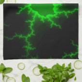 エイリアングリーン稲妻ストライクインピッチブラック キッチンタオル (折り畳み)