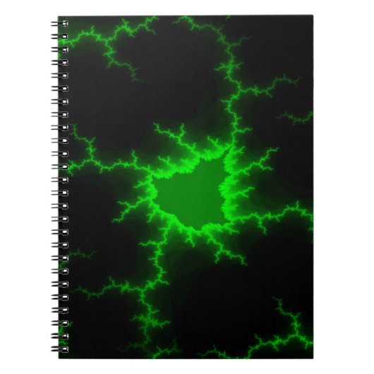 エイリアングリーン稲妻ストライクインピッチブラック ノートブック (正面)