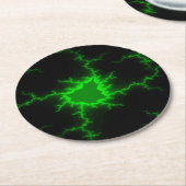 エイリアングリーン稲妻ストライクインピッチブラック ラウンドペーパーコースター (アングル)
