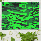 エイリアングリーン迷彩柄 キッチンタオル (折り畳み)