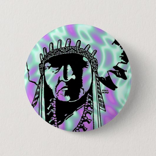 エイリアングリーン、インディアンボタン 缶バッジ (正面)