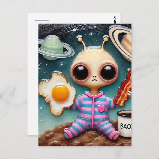 エイリアンコーヒー(ベーコンと卵) ポストカード (正面/裏面)