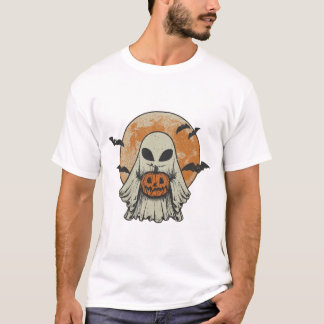 エイリアンゴーストパンプキンハロウィーン ビンテージ風スパイシーナイト Tシャツ