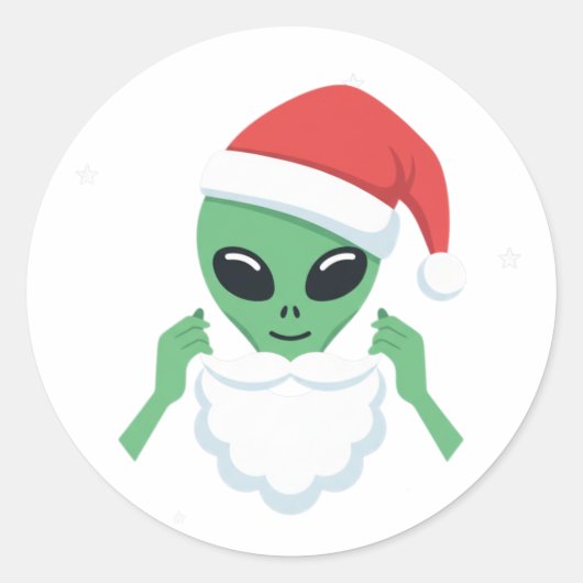 エイリアンサンタクロース 楽しいクリスマスUFOの休日 ラウンドシール (正面)