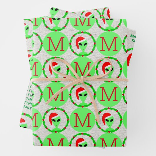 エイリアンサンタホリーリースクリスマスアソートメント ラッピングペーパーシート (インサイチュ)