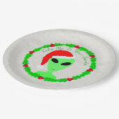 エイリアンサンタホリーリースフェスティバルホリデーパーティ ペーパープレート (アングル)