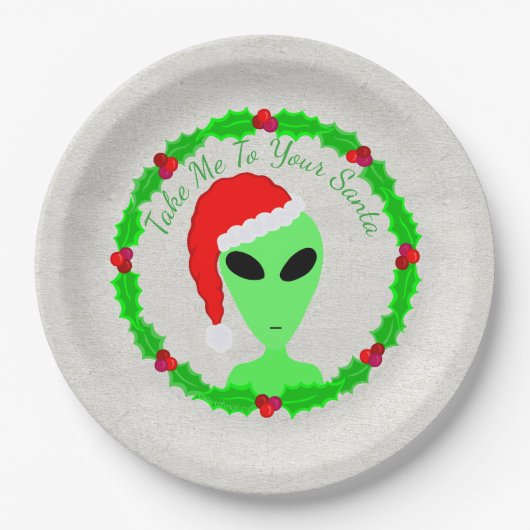 エイリアンサンタホリーリースフェスティバルホリデーパーティ ペーパープレート (正面)