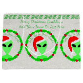 エイリアンサンタホリーリースLGMラージギークユーモア ラージペーパーバッグ (正面)