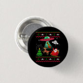 エイリアンサンタUFO拉致醜いクリスマスセーターS 缶バッジ (正面&裏面)