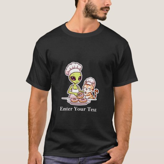 エイリアンシェフキャットドーナツかわいいデザイン Tシャツ (正面)