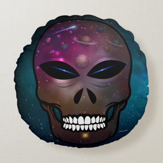 エイリアンスカル装飾用クッションET宇宙 ラウンドクッション (正面)