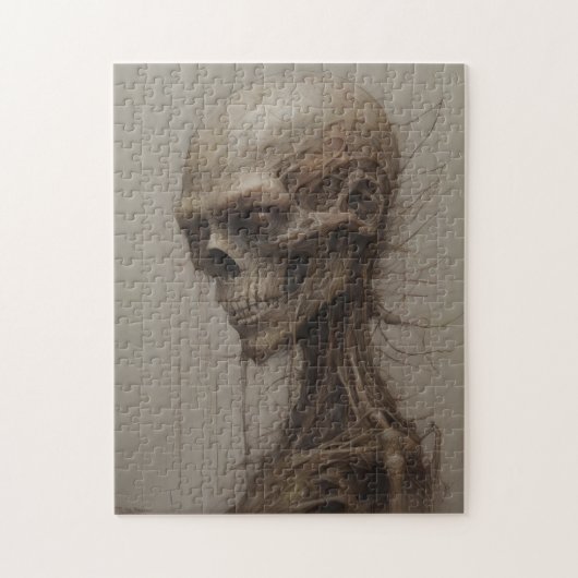 エイリアンスケルトンハロウィン不気味なスケッチUFO ジグソーパズル (縦)