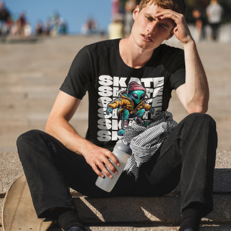 エイリアンスケーターストリートウェアスケートボードグラフィックTシャツ Tシャツ