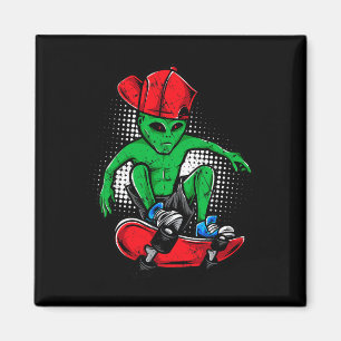 エイリアンスケートボーダーTシャツ UFO スケボ好き マグネット