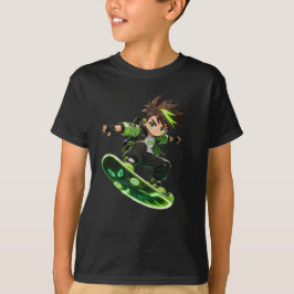 エイリアンスケートボードの冒険 - キッズグラフィック Tシャツ