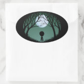 エイリアンステッカーおもしろいハロウィーンエイリアンステッカー 楕円形シール (バッグ)