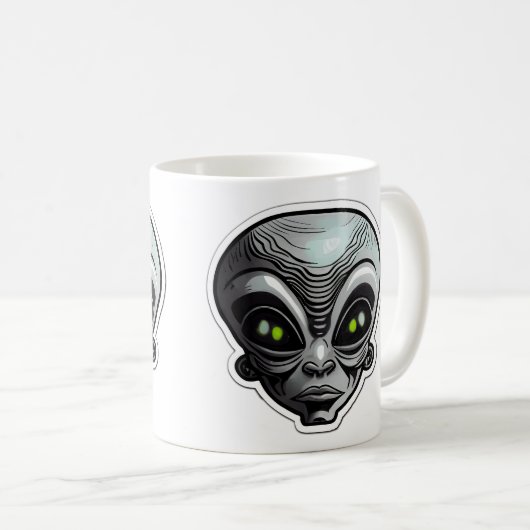 エイリアンステッカークラシックアートMUG, 11oz コーヒーマグカップ (正面右)
