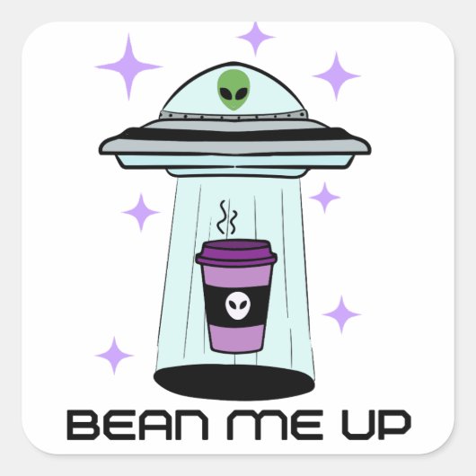 エイリアンステッカーコーヒーアート スクエアシール (正面)