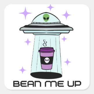 エイリアンステッカーコーヒーアート スクエアシール