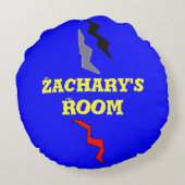 エイリアンスマイルピースブラックスペースシャフレンズスターキッズ ラウンドクッション (裏面)