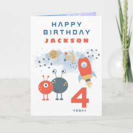 エイリアンズ宇宙船エイジ4誕生日宇宙ホワイト カード