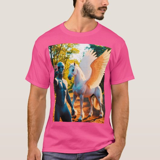エイリアンセルフィーとペガサス Tシャツ (正面)