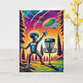 エイリアンディスクゴルフハッピーバースデー カード (黄色い花)