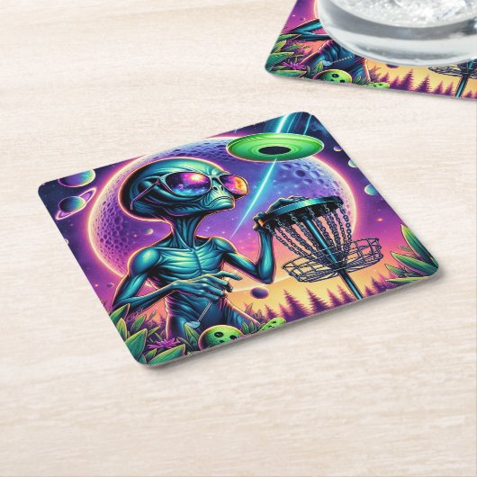 エイリアンディスクゴルフ スクエアペーパーコースター (アングル)